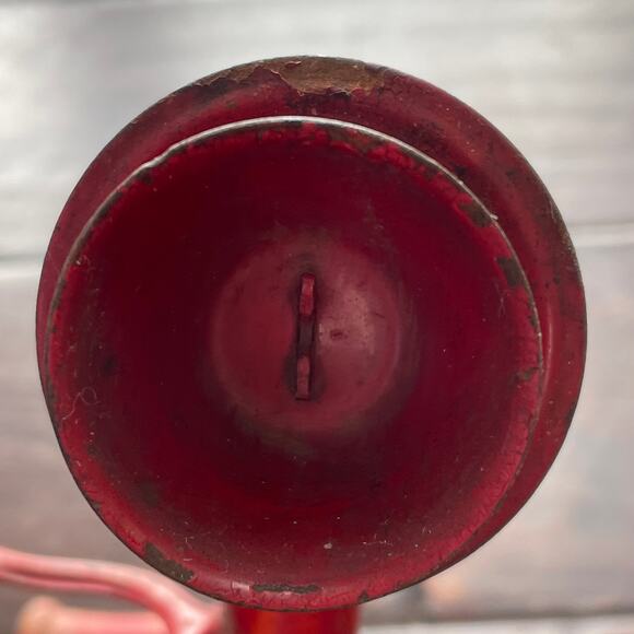 Vintage Tin Candlestick Telephone Toy Child Phone Wood Red Antique READ - Picture 5 of 14
